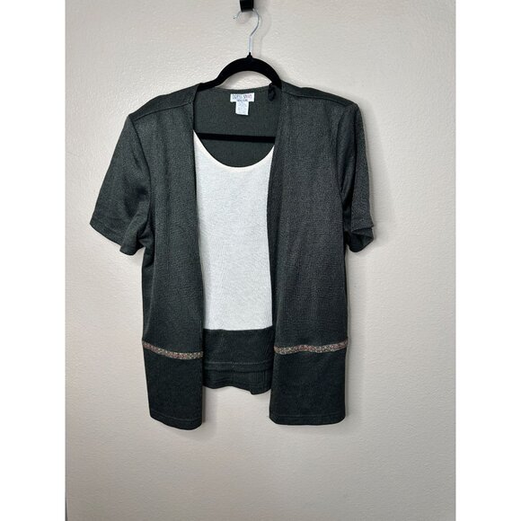 Dress Savvy Womens Green Blouse 16P Short sleeve vintage pullover polyester‎ - Picture 1 of 8